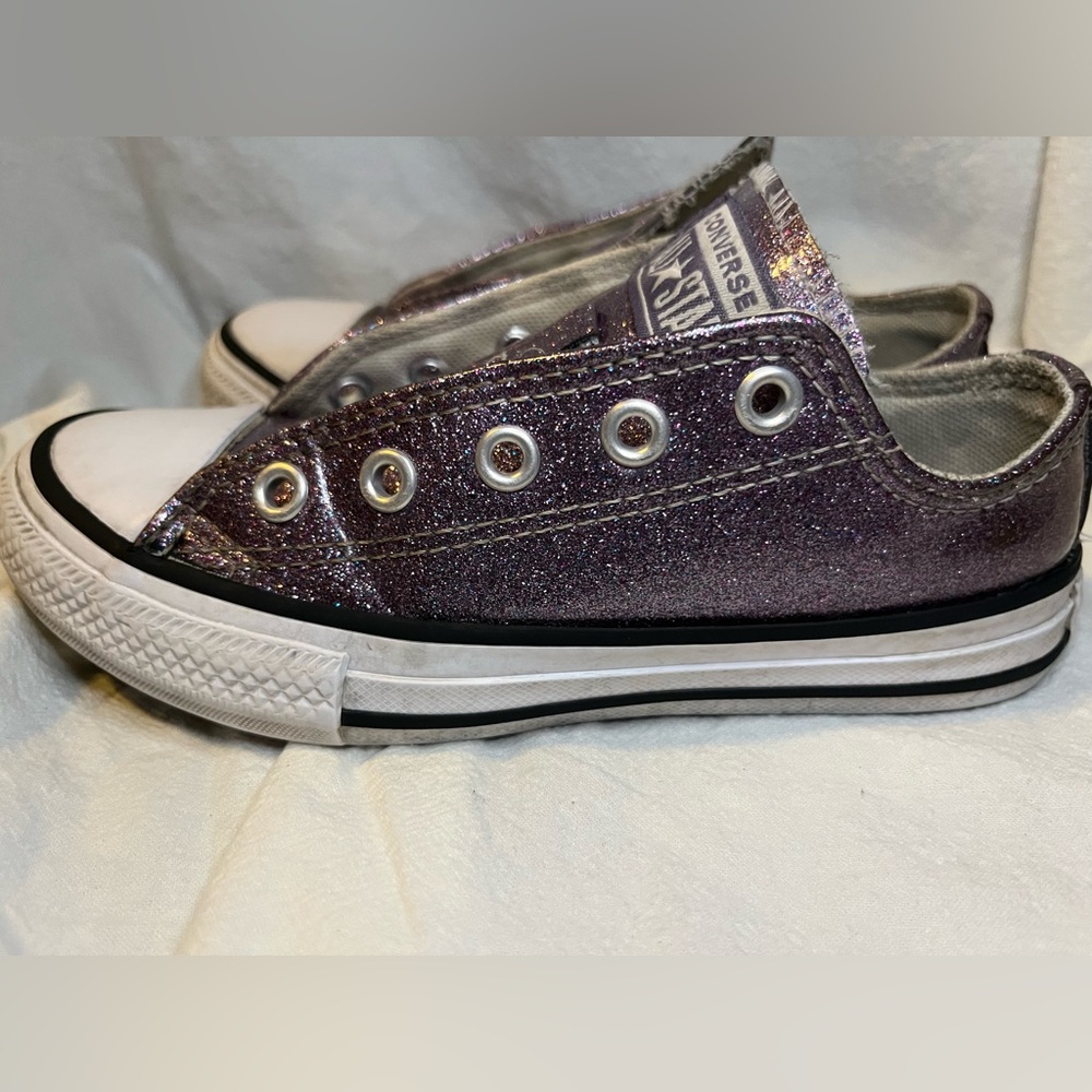 Purple sparkly converse low top size 12